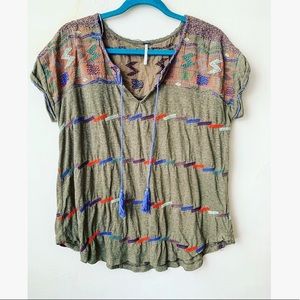 Free People Embroidered Tee